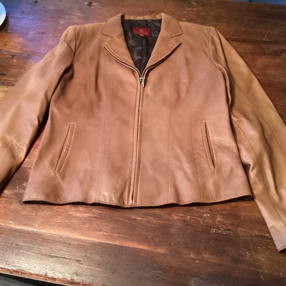 Cole Haan Size 10 Tan Leather Moto Jacket - Picture 3 of 4